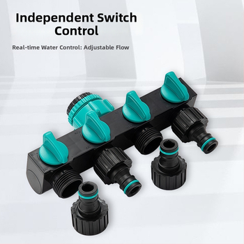 Четиристранен водоразпределител с превключвател и бърз конектор, вход 1, изходи 4, за селскостопанско напояване