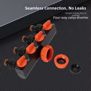 Четиристранен водоразпределител с превключвател и бърз конектор, вход 1, изходи 4, за селскостопанско напояване