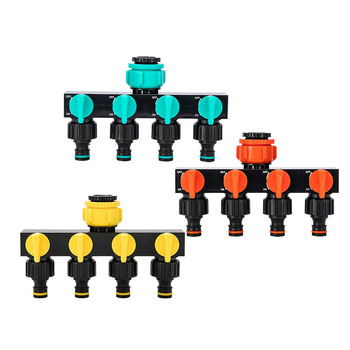 Четиристранен водоразпределител с превключвател и бърз конектор, вход 1, изходи 4, за селскостопанско напояване