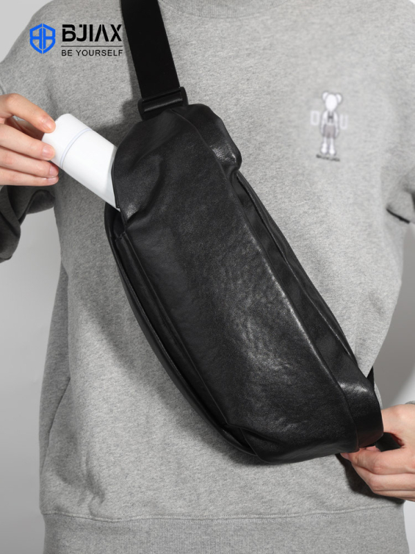 Muška kožna crossbody torba velikog kapaciteta, urbanog jednostavnog stila, koža prvog sloja, vodootporna, Bjiax brend, podstava poliester