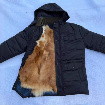 Μπουφάν από μαλλί με γέμισμα από βαμβάκι, κουκούλα, φερμουάρ εμπρός, αποσπώμενη επένδυση, παχύτερη μόνωση