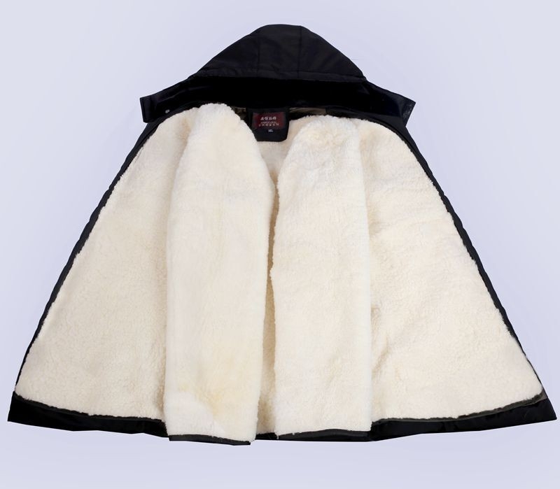 Μπουφάν από μαλλί με γέμισμα από βαμβάκι, κουκούλα, φερμουάρ εμπρός, αποσπώμενη επένδυση, παχύτερη μόνωση