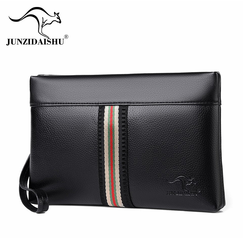 Muška clutch torbica od PU kože, gradski stil, jednobojni uzorak, podstava od poliestera, brend junzidaishu