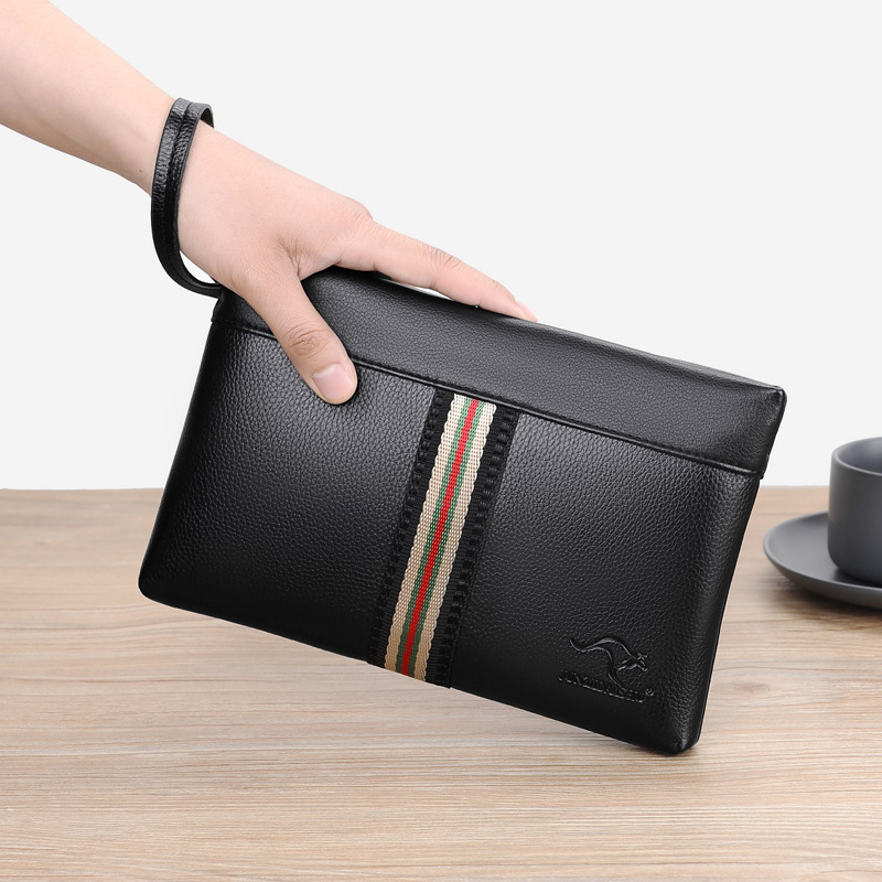 Muška clutch torbica od PU kože, gradski stil, jednobojni uzorak, podstava od poliestera, brend junzidaishu
