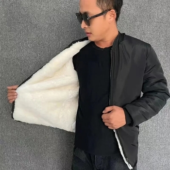 Ανδρικό μπουφάν κορεατικού στυλ με κουκούλα, corduroy ύφασμα, επένδυση από γούνα κουνελιού, εφαρμοστή γραμμή