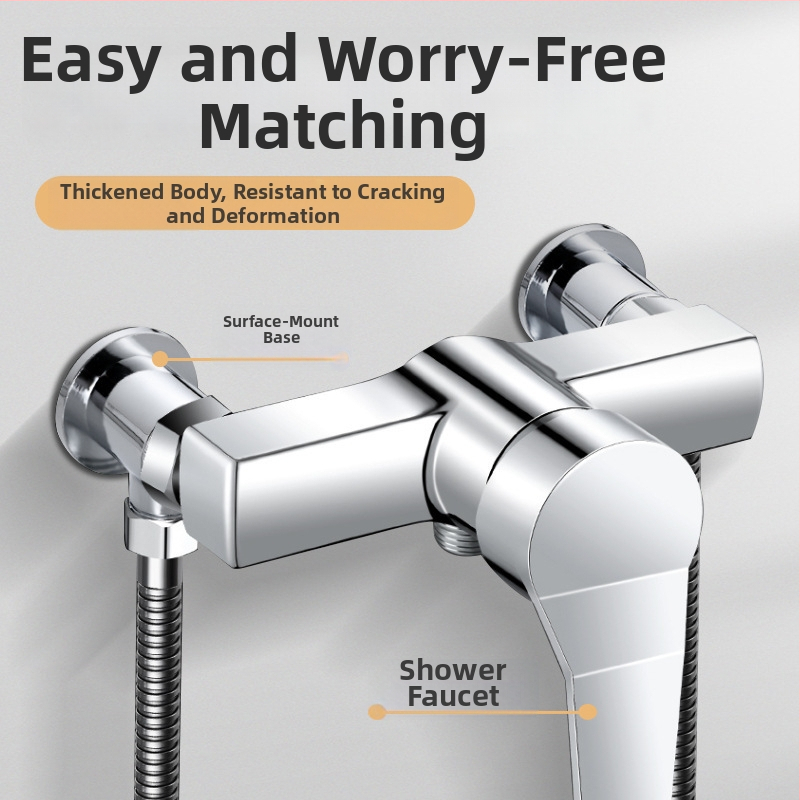 Душ смесител и конверсионен адаптер: от скрит към открит монтаж, повърхностно монтирана основа | Материали: сплав/мед/неръждаема стомана | Модерен минимализъм