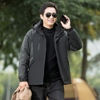 Ανδρικό παλτό με γέμισμα βαμβακιού, κουκούλα, χαλαρή γραμμή, μονόσφυρη κλείσι, corduroy ύφασμα, εξωτερικό μαλλί, επένδυση από λινό (Γέμισμα: βαμβάκι; Κύρια ύφανση: μαλλί; Επένδυση: λινό; Corduroy)