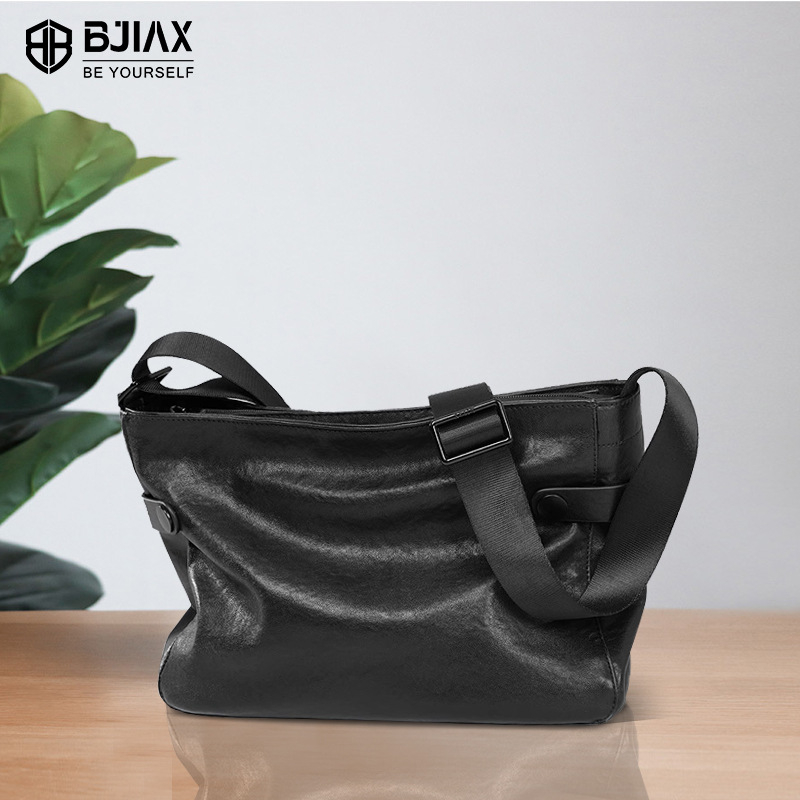 Muška crossbody torba od prave kože, gornji sloj teleće kože, vodootporna, ulični stil