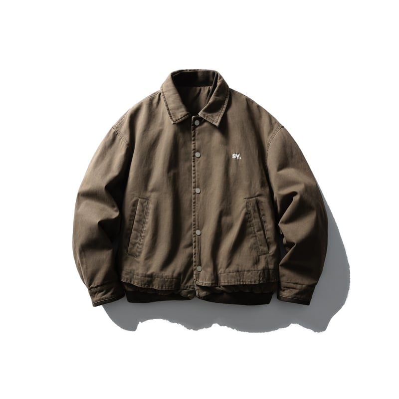 Μπουφάν με επένδυση από πολυεστέρα και ψεύτικος σχεδιασμός δύο μερών, κέντημα με γράμματα, χωρίς κουκούλα, φαρδιά γραμμή, κλείσιμο με κουμπιά, χειμώνας 2025