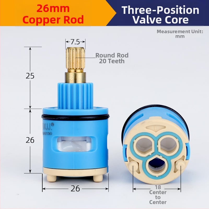 Jezgra ventila za tuš rasdjelnik – 2/3/4 stupnja miješanja tople i hladne vode, 90° okret, trajanje 3–5 godina, kompatibilan s tušem