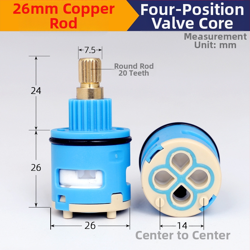 Jezgra ventila za tuš rasdjelnik – 2/3/4 stupnja miješanja tople i hladne vode, 90° okret, trajanje 3–5 godina, kompatibilan s tušem