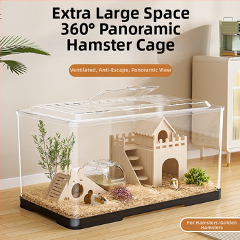 Κλουβί χαμστερ — ορθογώνιο πλαστικό κλουβί, εξαερίζεται, φορητό, εύκολο στον καθαρισμό.