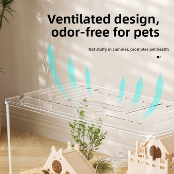 Κλουβί χαμστερ — ορθογώνιο πλαστικό κλουβί, εξαερίζεται, φορητό, εύκολο στον καθαρισμό.