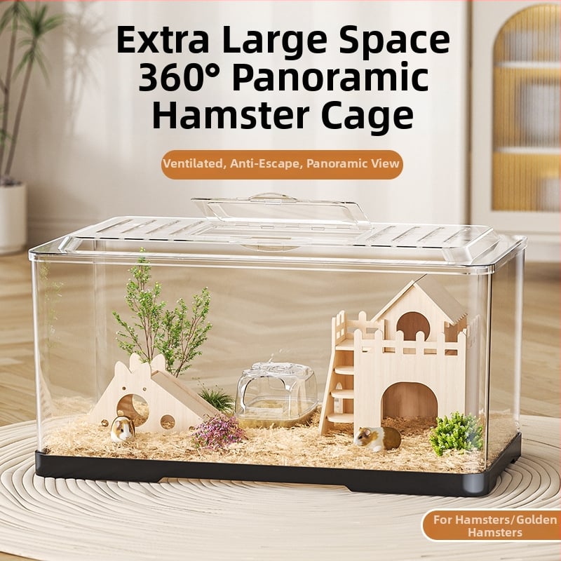 Κλουβί χαμστερ — ορθογώνιο πλαστικό κλουβί, εξαερίζεται, φορητό, εύκολο στον καθαρισμό.