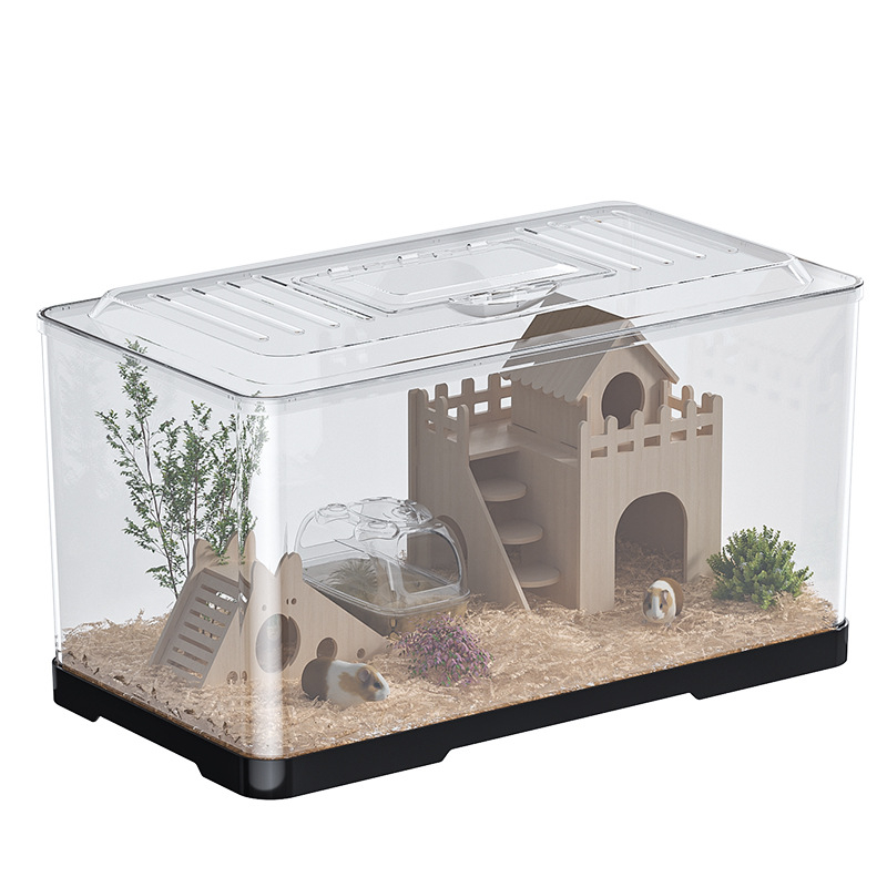 Κλουβί χαμστερ — ορθογώνιο πλαστικό κλουβί, εξαερίζεται, φορητό, εύκολο στον καθαρισμό.