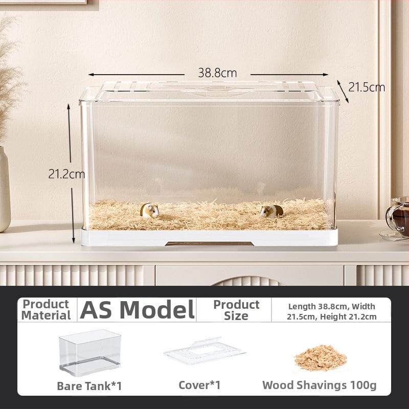 Κλουβί χαμστερ — ορθογώνιο πλαστικό κλουβί, εξαερίζεται, φορητό, εύκολο στον καθαρισμό.