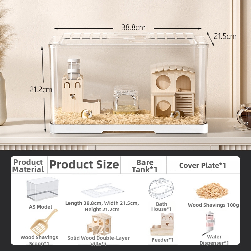 Κλουβί χαμστερ — ορθογώνιο πλαστικό κλουβί, εξαερίζεται, φορητό, εύκολο στον καθαρισμό.