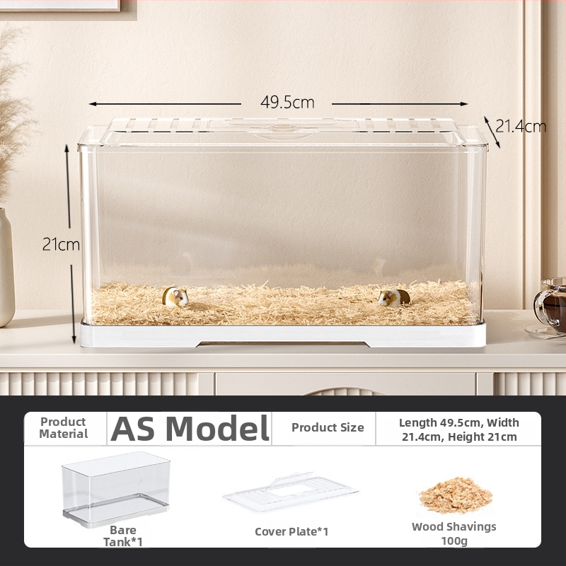 Κλουβί χαμστερ — ορθογώνιο πλαστικό κλουβί, εξαερίζεται, φορητό, εύκολο στον καθαρισμό.