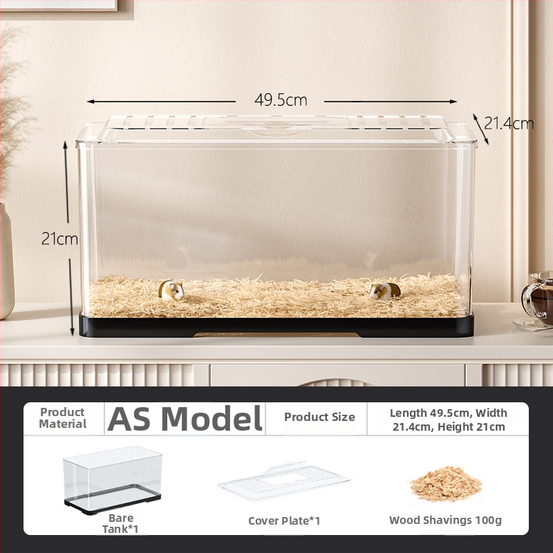 Κλουβί χαμστερ — ορθογώνιο πλαστικό κλουβί, εξαερίζεται, φορητό, εύκολο στον καθαρισμό.