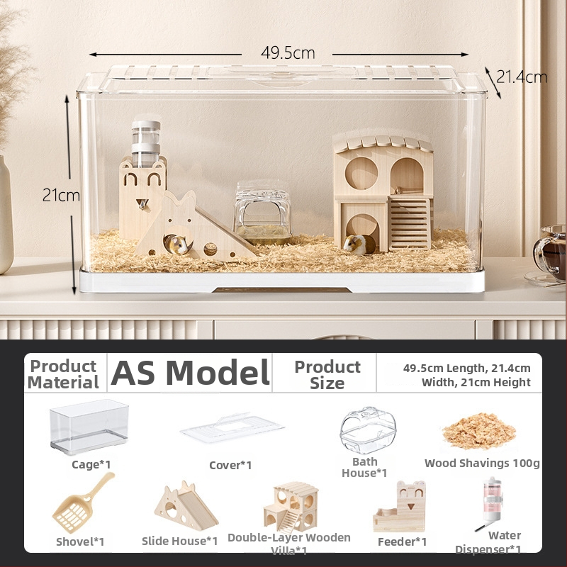 Κλουβί χαμστερ — ορθογώνιο πλαστικό κλουβί, εξαερίζεται, φορητό, εύκολο στον καθαρισμό.