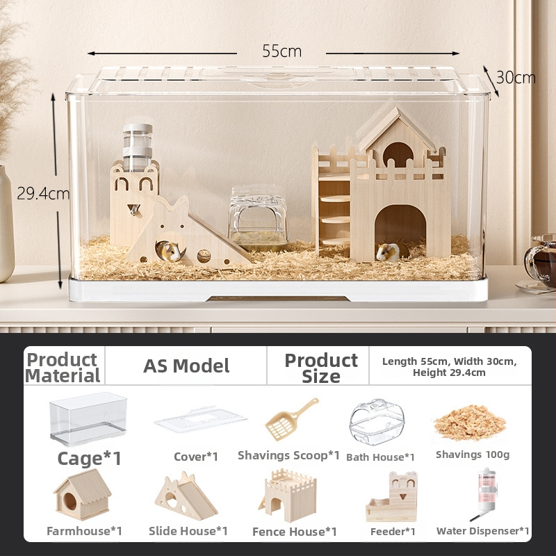 Κλουβί χαμστερ — ορθογώνιο πλαστικό κλουβί, εξαερίζεται, φορητό, εύκολο στον καθαρισμό.