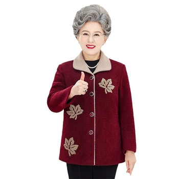 Idős nők téli kabátja fleece béléssel, vastagított, nerc szőrme anyag (80–90% tartalom), rövid fazon