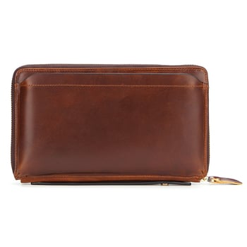 Muška clutch torba - Prava koža, koža prvog sloja kravljeg porijekla, vodootporna, otporna na habanje, proširiva, anti-magnijska podstava, poslovni stil, jesen 2024