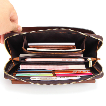 Muška clutch torba - Prava koža, koža prvog sloja kravljeg porijekla, vodootporna, otporna na habanje, proširiva, anti-magnijska podstava, poslovni stil, jesen 2024