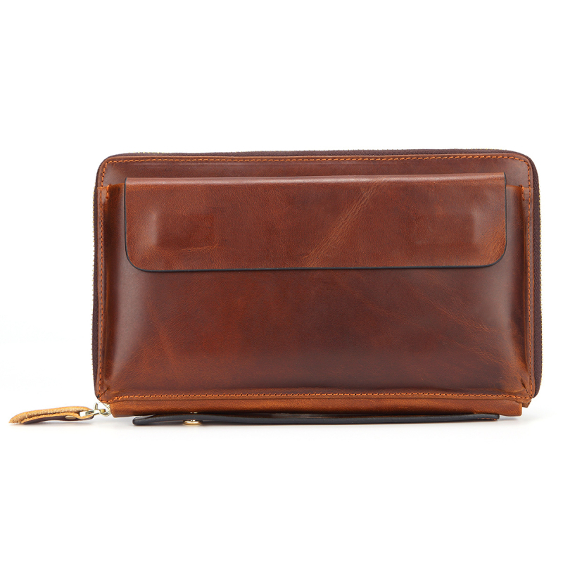 Muška clutch torba - Prava koža, koža prvog sloja kravljeg porijekla, vodootporna, otporna na habanje, proširiva, anti-magnijska podstava, poslovni stil, jesen 2024