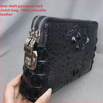 Muška klutch torba od kože krokodila, model 6678, dvostruki zip s kombinacijskim zaključavanjem, podstava od prave kože, gradski stil