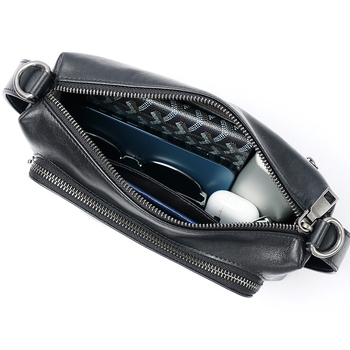 PARSONKER Muška crossbody torba - ulični stil, prava koža, prvi sloj goveđe kože, otporna na habanje, proširivi kapacitet