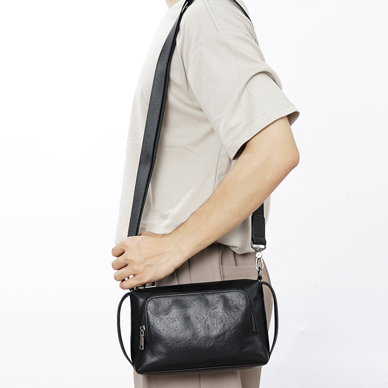 PARSONKER Muška crossbody torba - ulični stil, prava koža, prvi sloj goveđe kože, otporna na habanje, proširivi kapacitet