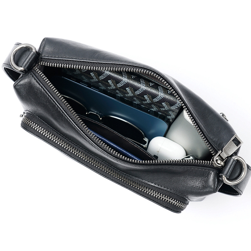 PARSONKER Muška crossbody torba - ulični stil, prava koža, prvi sloj goveđe kože, otporna na habanje, proširivi kapacitet