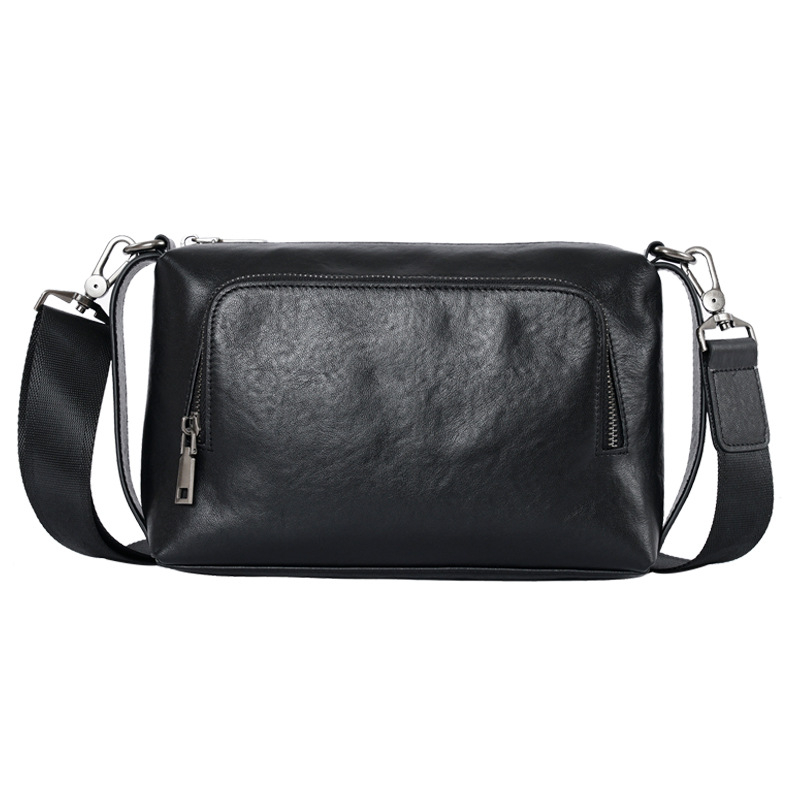PARSONKER Muška crossbody torba - ulični stil, prava koža, prvi sloj goveđe kože, otporna na habanje, proširivi kapacitet