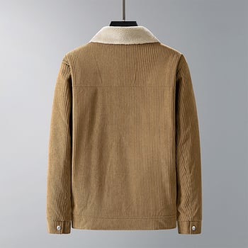 Corduroy τζάκετ για άνδρες, με κουκούλα, επενδεδυμένο με φλίς, ρετρό πέτο, εξωτερικό ύφασμα μαλλί, επένδυση πολυεστέρα