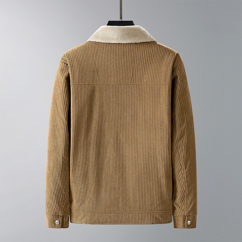 Corduroy τζάκετ για άνδρες, με κουκούλα, επενδεδυμένο με φλίς, ρετρό πέτο, εξωτερικό ύφασμα μαλλί, επένδυση πολυεστέρα