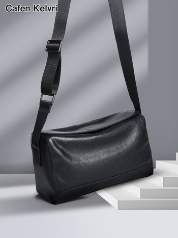 Muška crossbody torbica – ulični stil, prava koža (gornji sloj bikove kože), prozračna, jesen 2024