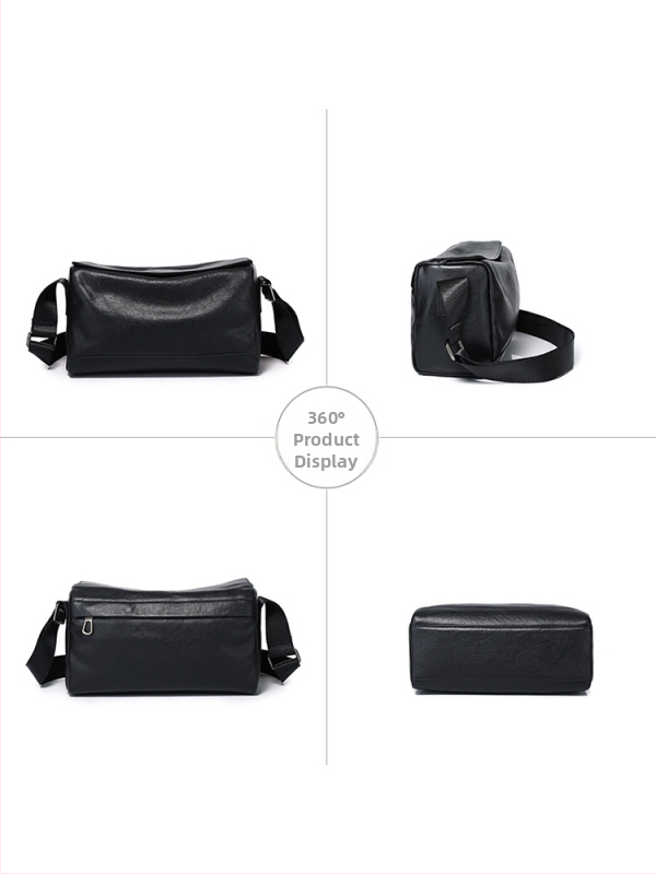 Muška crossbody torbica – ulični stil, prava koža (gornji sloj bikove kože), prozračna, jesen 2024