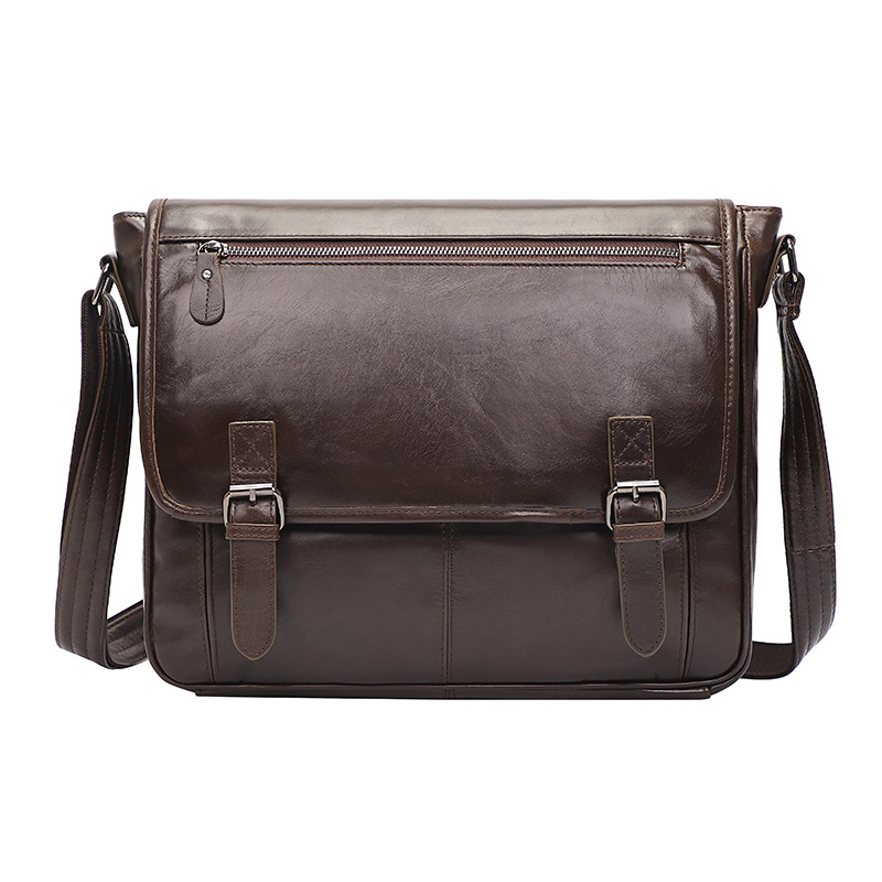 Muška crossbody torba od prave kože, vrhunska teleća koža, vodootporna, horizontalna, velika kapaciteta