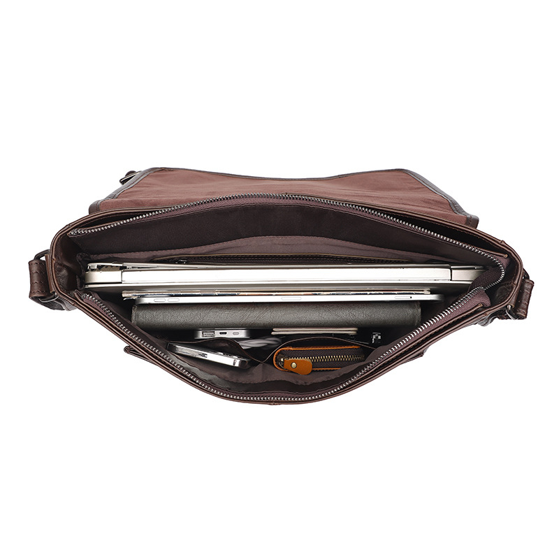 Muška crossbody torba od prave kože, vrhunska teleća koža, vodootporna, horizontalna, velika kapaciteta