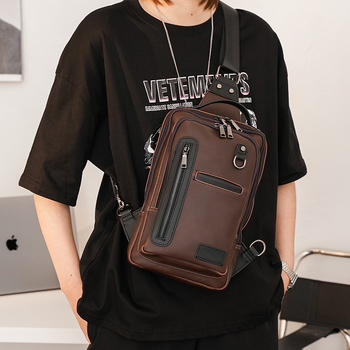 Muška crossbody torba Street trend, PU koža, jednobojna, vodootporna