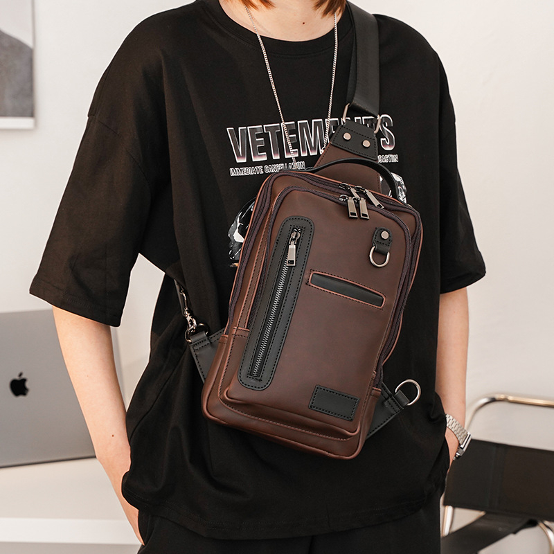Muška crossbody torba Street trend, PU koža, jednobojna, vodootporna