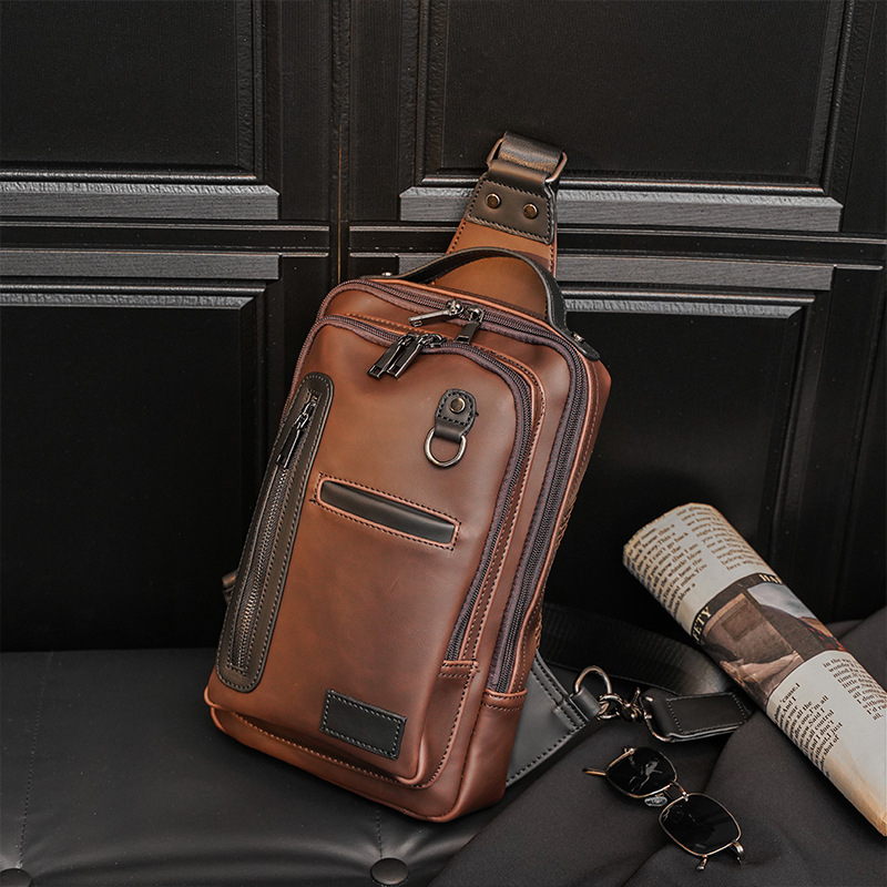 Muška crossbody torba Street trend, PU koža, jednobojna, vodootporna