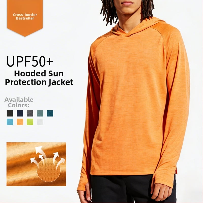 Ανδρικό αθλητικό πουκάμισο με κουκούλα UV προστασία – UPF50+, γρήγορο στέγνωμα, αναπνεύσιμο, πολυεστέρας, FSY1212