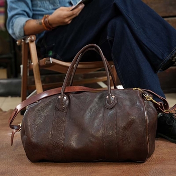 Muška kožna torba za poslovna putovanja (gornji sloj goveđe kože; prirodna koža; marka Sansheng all things; težina 2.2)