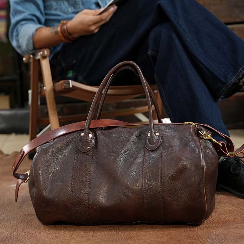 Muška kožna torba za poslovna putovanja (gornji sloj goveđe kože; prirodna koža; marka Sansheng all things; težina 2.2)