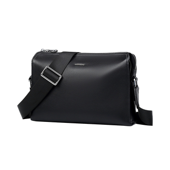 Muška crossbody torba, prirodna koža, gradski minimalistički stil, jednobojna, podstava od poliestera