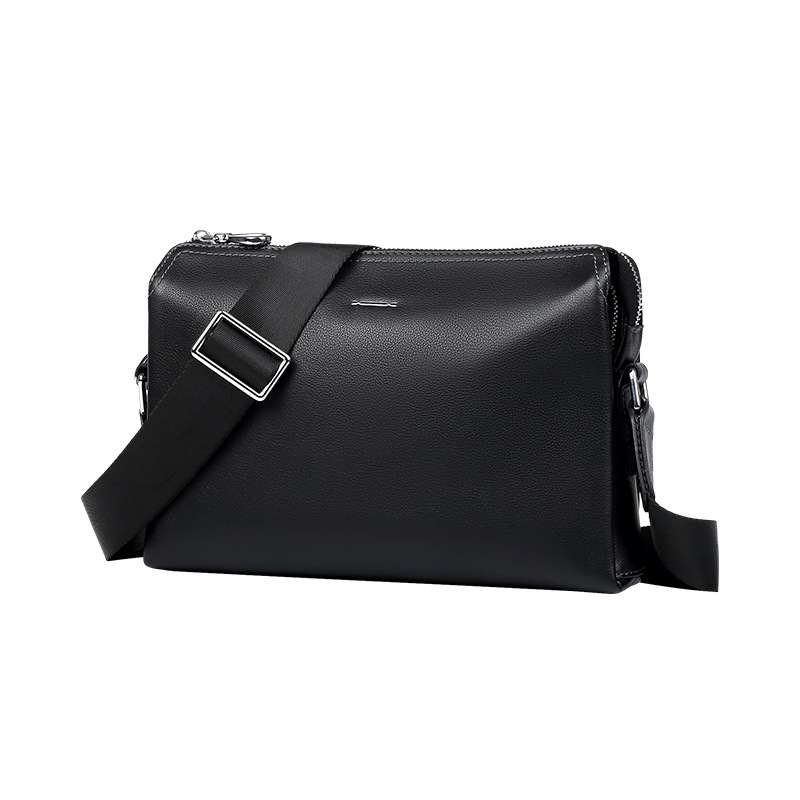 Muška crossbody torba, prirodna koža, gradski minimalistički stil, jednobojna, podstava od poliestera