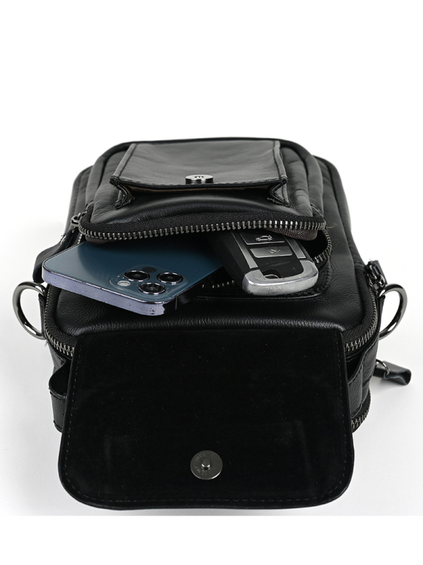 Geantă crossbody pentru bărbați Ancient Chaoke, din piele naturală, stil Street Trend, ultra-ușoară, căptușeală poliester