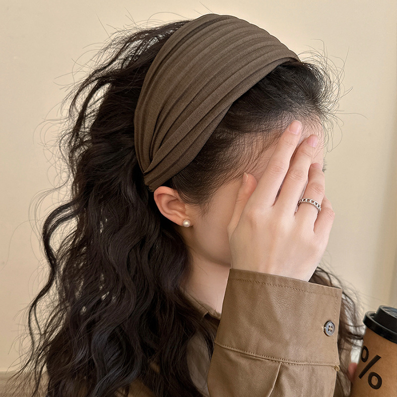 Clip pentru păr și bentiță în stil coreean, cu pliuri simple și margine lată (Material: pânză; Fabricat manual; Pentru femei)